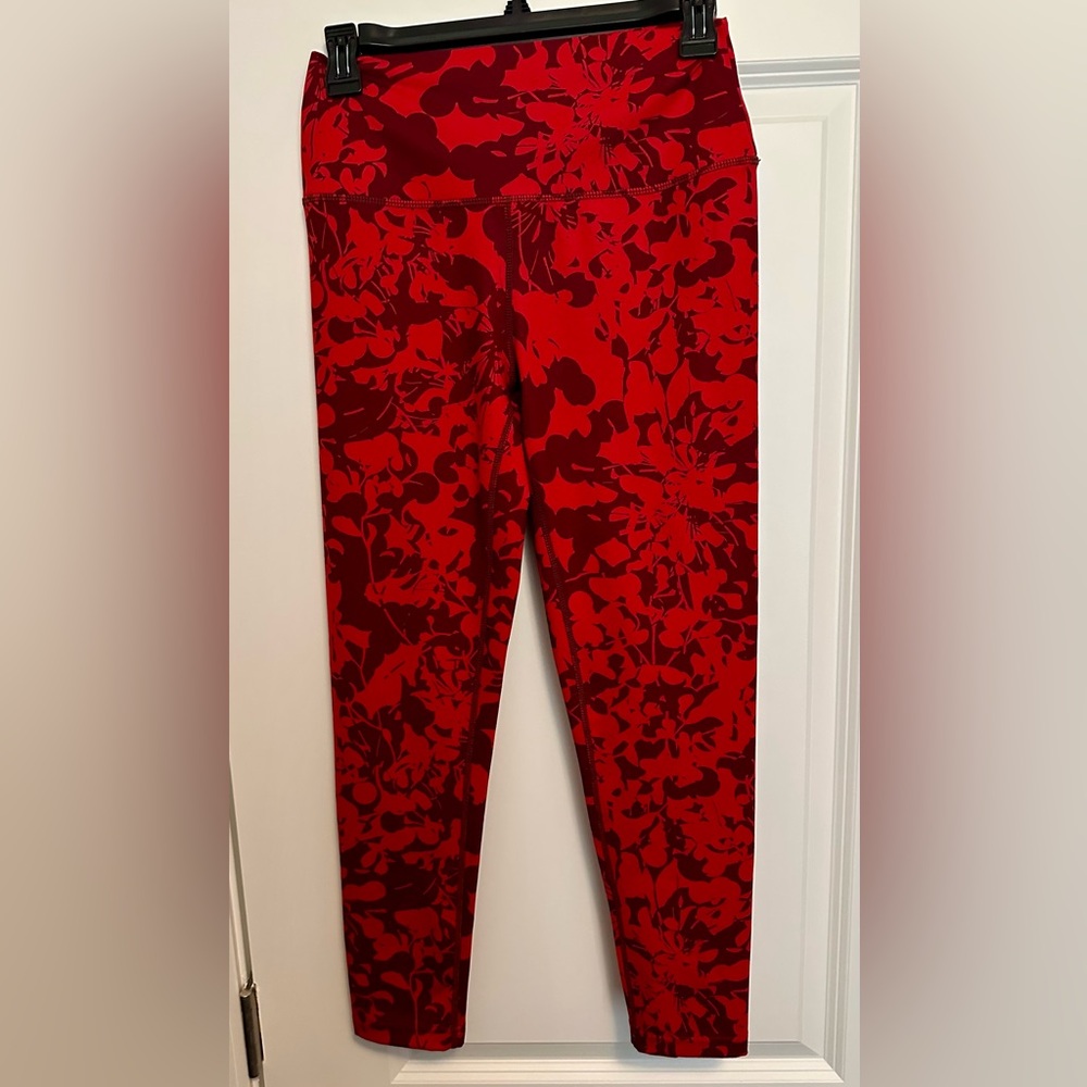 Zella Red and dark brown Leggings Size Medium, like new